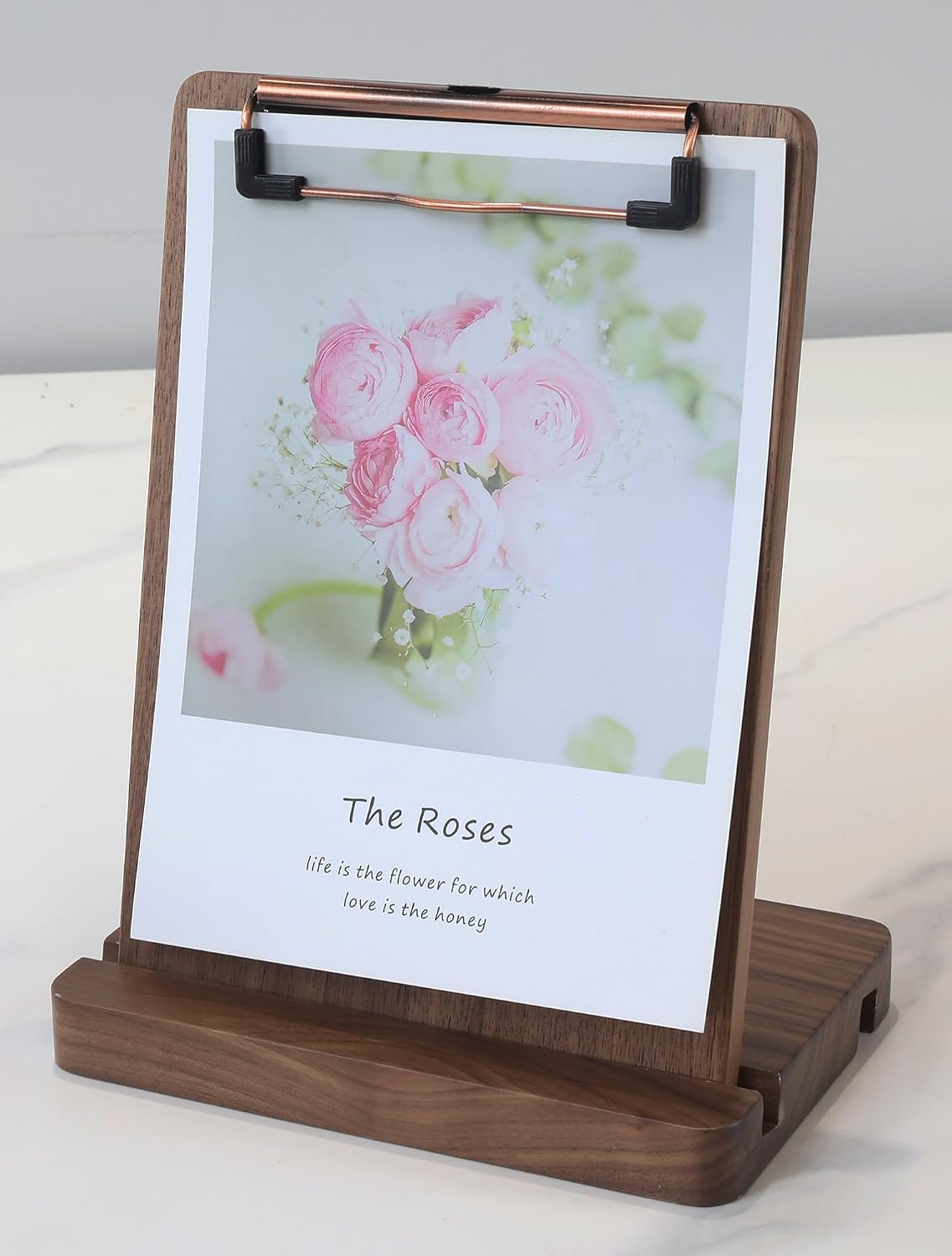 Solid Hardwood Walnut Clipboard with Stand Set - Ideal for Menu Display, Receipt Holder, and More for Restaurants, Bars, Coffee Shops, Self-Service BBQ, Tables, and Countertops