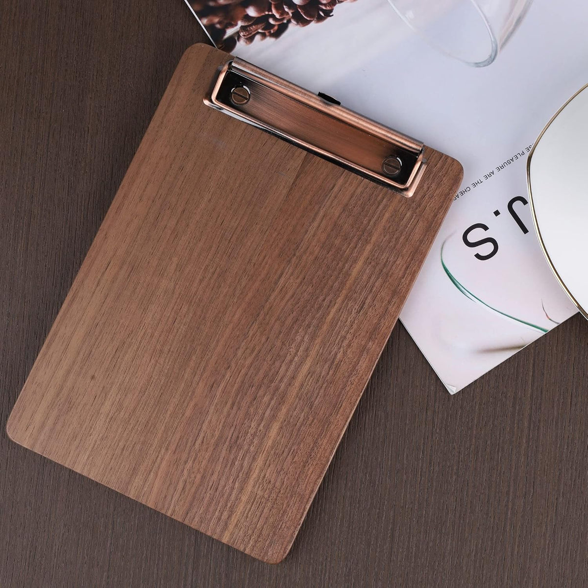 Solid Hardwood Walnut Clipboard with Stand Set - Ideal for Menu Display, Receipt Holder, and More for Restaurants, Bars, Coffee Shops, Self-Service BBQ, Tables, and Countertops