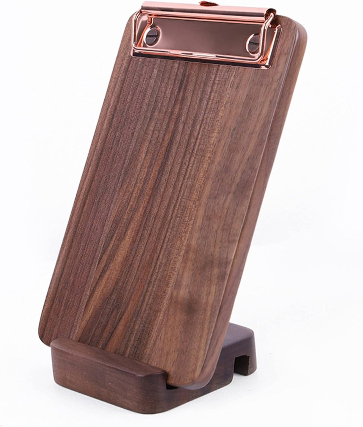 Solid Hardwood Walnut Clipboard with Stand Set - Ideal for Menu Display, Receipt Holder, and More for Restaurants, Bars, Coffee Shops, Self-Service BBQ, Tables, and Countertops
