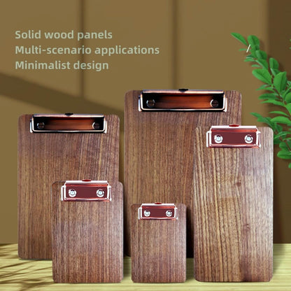 Solid Hardwood Walnut Clipboard with Stand Set - Ideal for Menu Display, Receipt Holder, and More for Restaurants, Bars, Coffee Shops, Self-Service BBQ, Tables, and Countertops