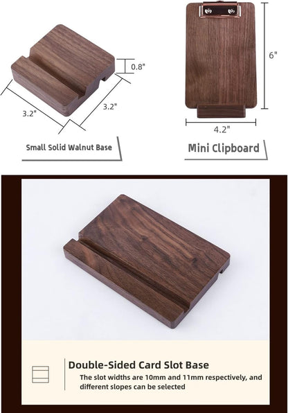 Solid Hardwood Walnut Clipboard with Stand Set - Ideal for Menu Display, Receipt Holder, and More for Restaurants, Bars, Coffee Shops, Self-Service BBQ, Tables, and Countertops