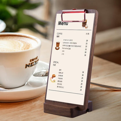Solid Hardwood Walnut Clipboard with Stand Set - Ideal for Menu Display, Receipt Holder, and More for Restaurants, Bars, Coffee Shops, Self-Service BBQ, Tables, and Countertops