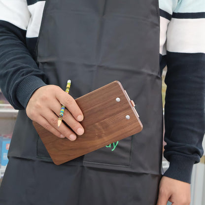 Solid Hardwood Walnut Clipboard with Stand Set - Ideal for Menu Display, Receipt Holder, and More for Restaurants, Bars, Coffee Shops, Self-Service BBQ, Tables, and Countertops