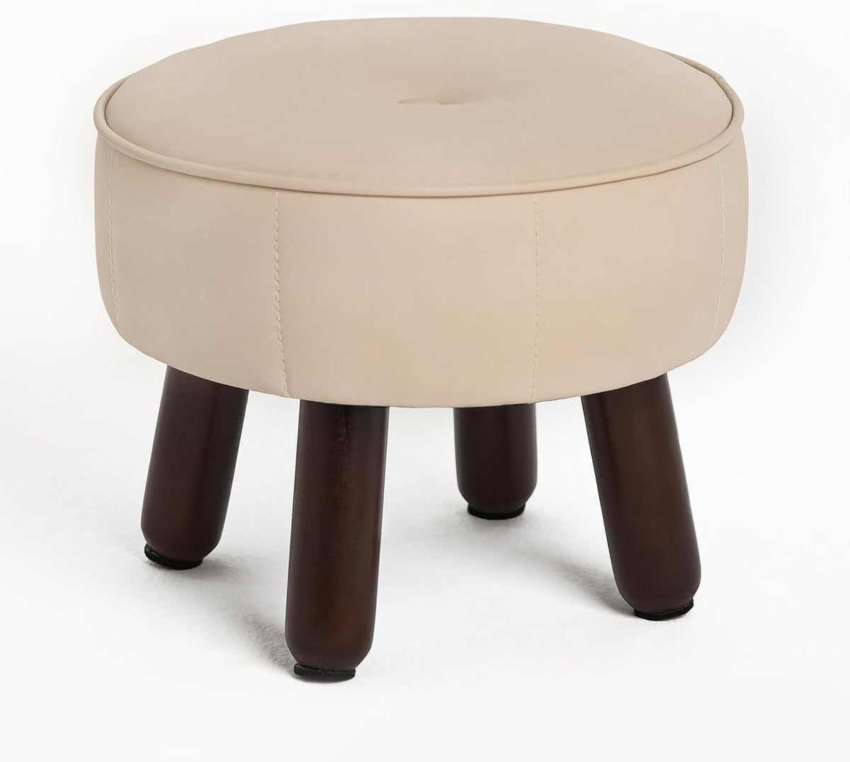 oakvivo 13in Small Foot Stool Ottoman,Round Faux Leather Footrest for Couch