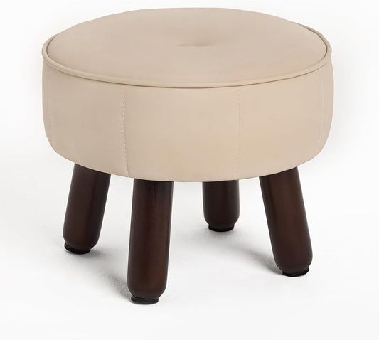 oakvivo 13in Small Foot Stool Ottoman,Round Faux Leather Footrest for Couch