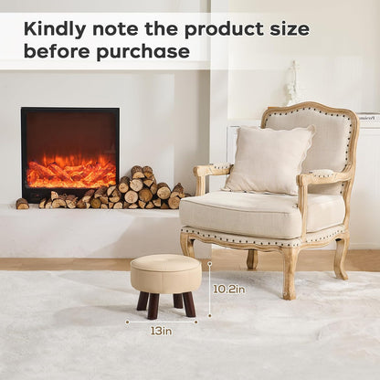 oakvivo 13in Small Foot Stool Ottoman,Round Faux Leather Footrest for Couch