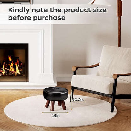 oakvivo 13in Small Foot Stool Ottoman,Round Faux Leather Footrest for Couch