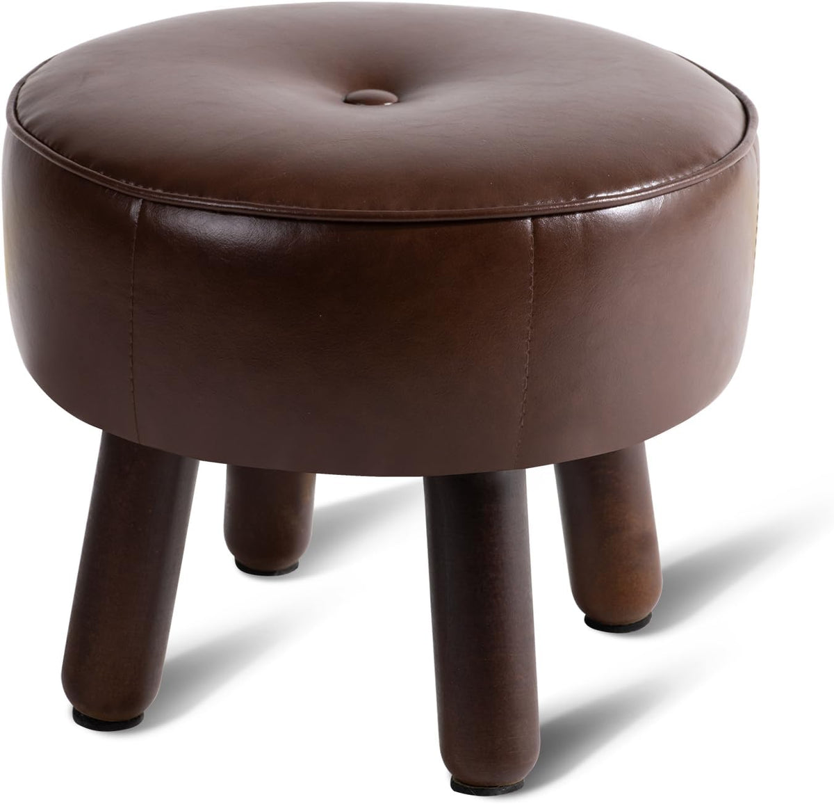 oakvivo 13in Small Foot Stool Ottoman,Round Faux Leather Footrest for Couch