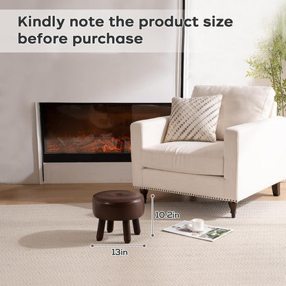 oakvivo 13in Small Foot Stool Ottoman,Round Faux Leather Footrest for Couch