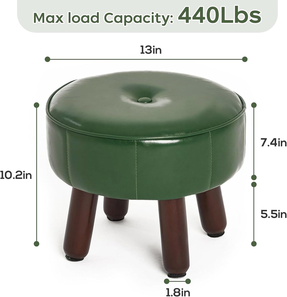 oakvivo 13in Small Foot Stool Ottoman,Round Faux Leather Footrest for Couch