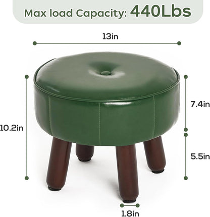 oakvivo 13in Small Foot Stool Ottoman,Round Faux Leather Footrest for Couch
