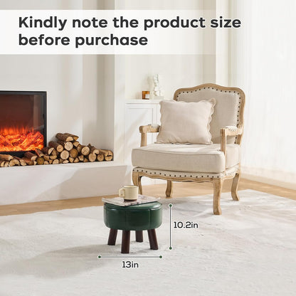 oakvivo 13in Small Foot Stool Ottoman,Round Faux Leather Footrest for Couch