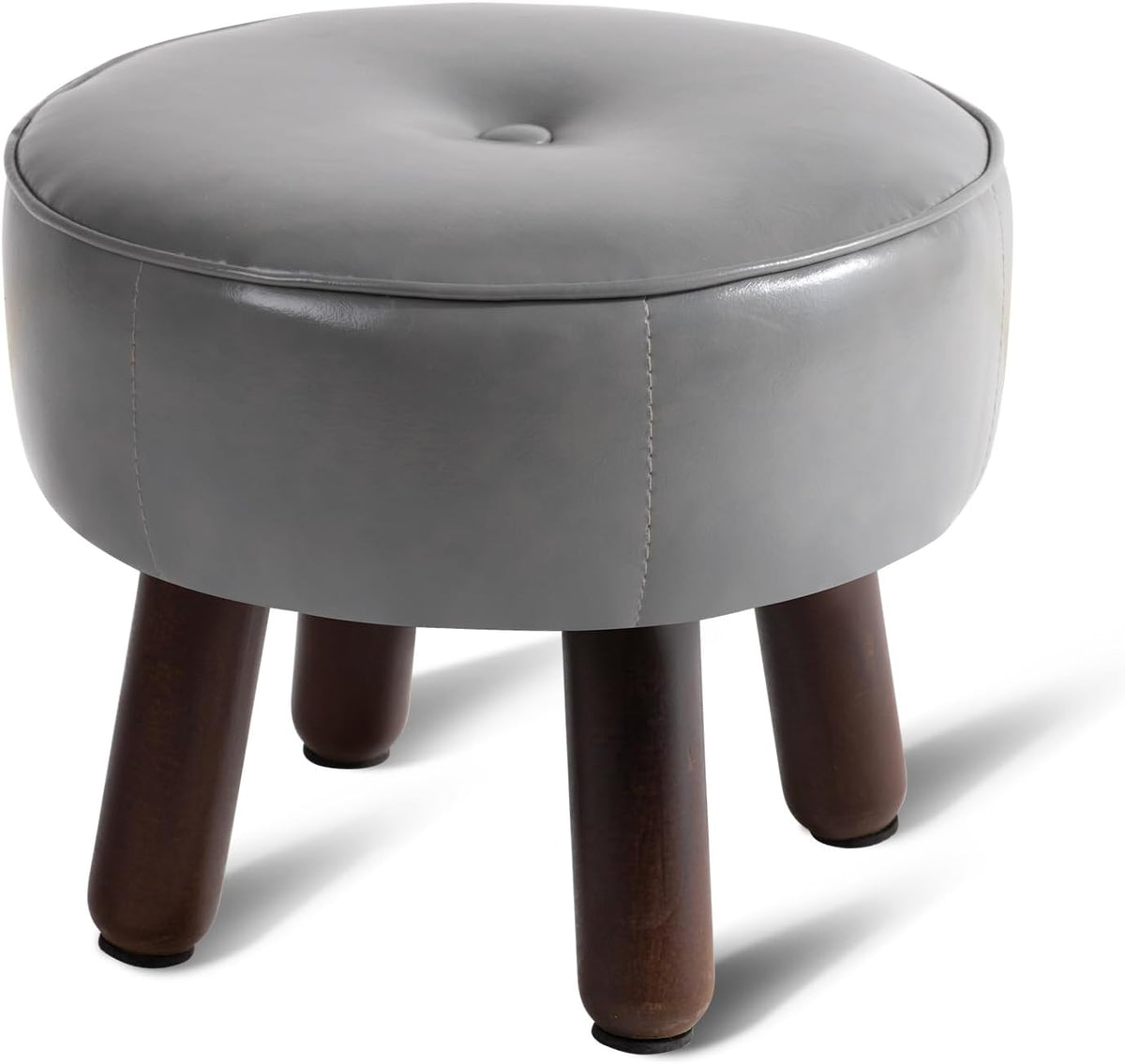 oakvivo 13in Small Foot Stool Ottoman,Round Faux Leather Footrest for Couch