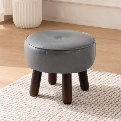 oakvivo 13in Small Foot Stool Ottoman,Round Faux Leather Footrest for Couch