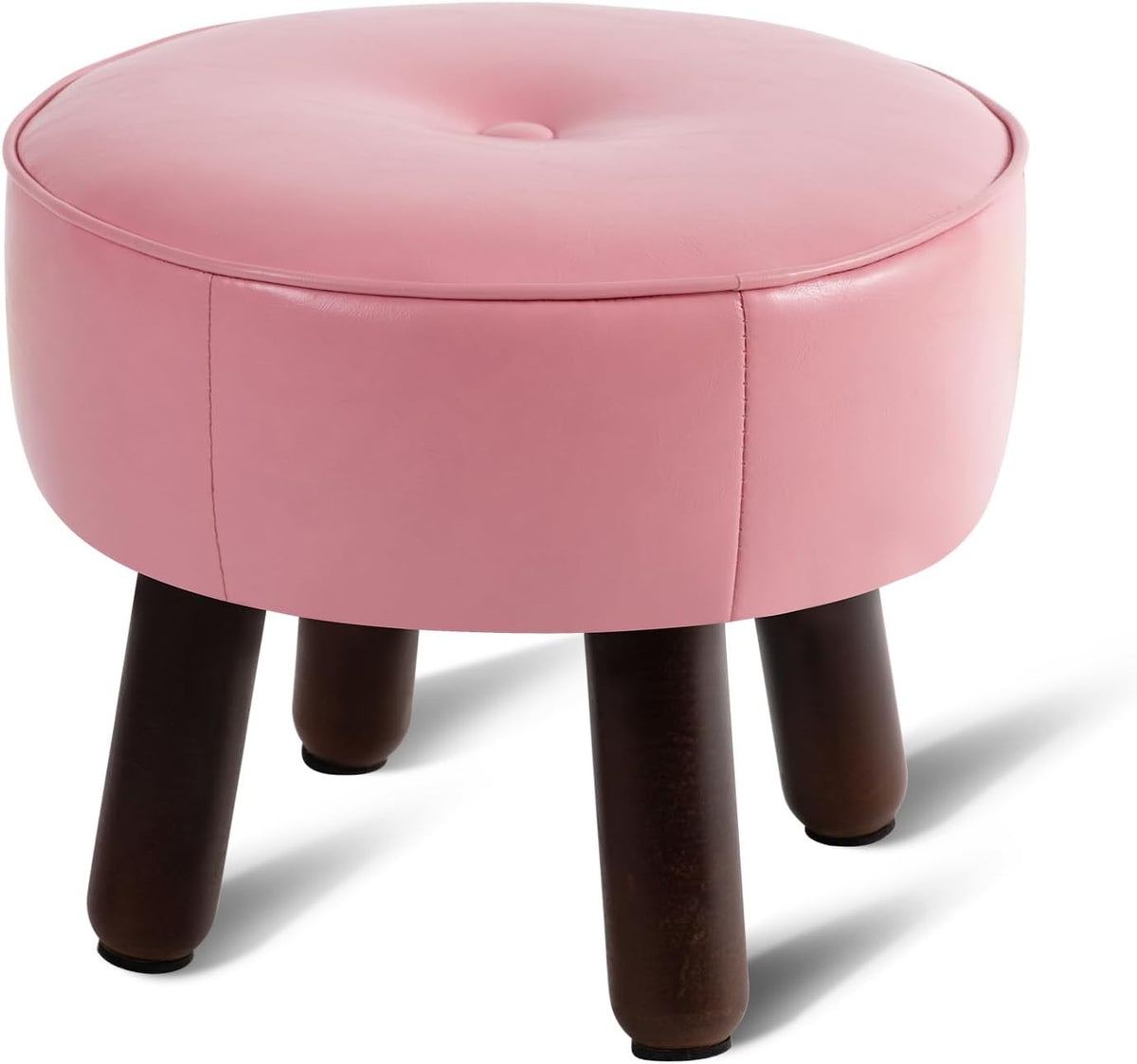oakvivo 13in Small Foot Stool Ottoman,Round Faux Leather Footrest for Couch