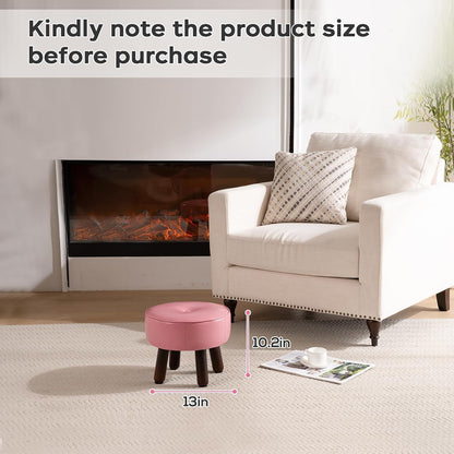 oakvivo 13in Small Foot Stool Ottoman,Round Faux Leather Footrest for Couch