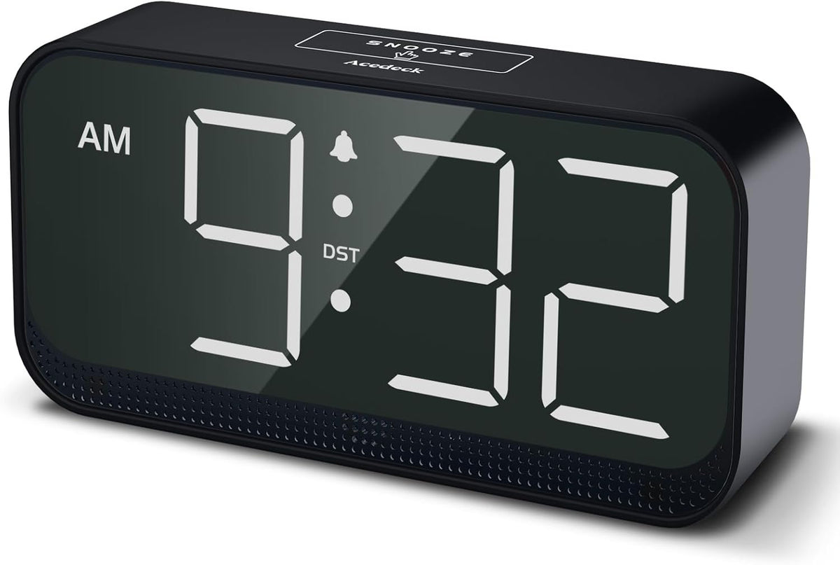 Battery Operated Alarm Clock for Bedroom Travel with Large Numbers