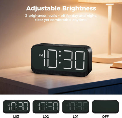 Battery Operated Alarm Clock for Bedroom Travel with Large Numbers