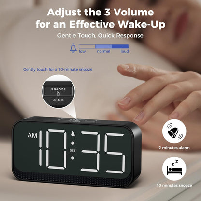Battery Operated Alarm Clock for Bedroom Travel with Large Numbers