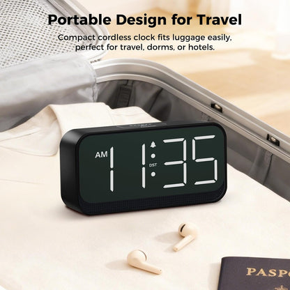 Battery Operated Alarm Clock for Bedroom Travel with Large Numbers