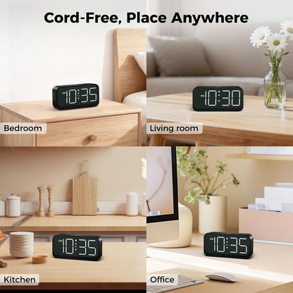 Battery Operated Alarm Clock for Bedroom Travel with Large Numbers