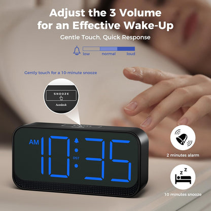 Battery Operated Alarm Clock for Bedroom Travel with Large Numbers