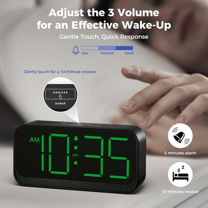 Battery Operated Alarm Clock for Bedroom Travel with Large Numbers