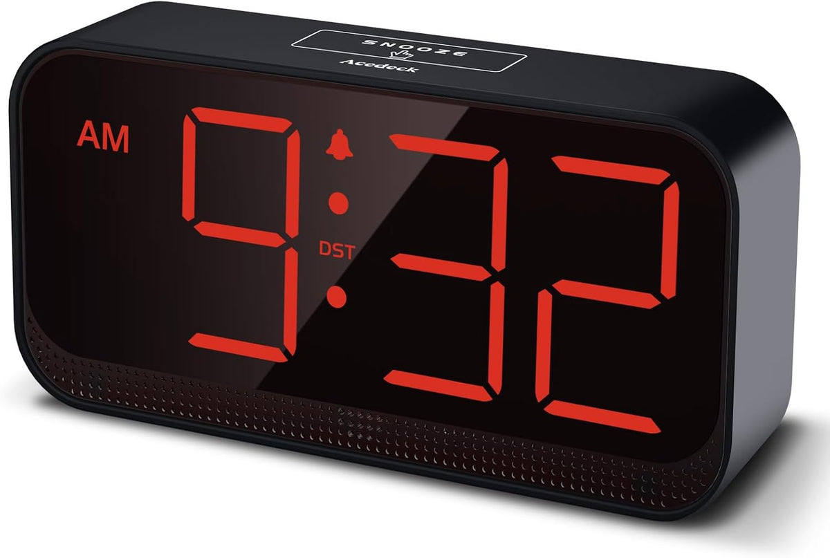 Battery Operated Alarm Clock for Bedroom Travel with Large Numbers