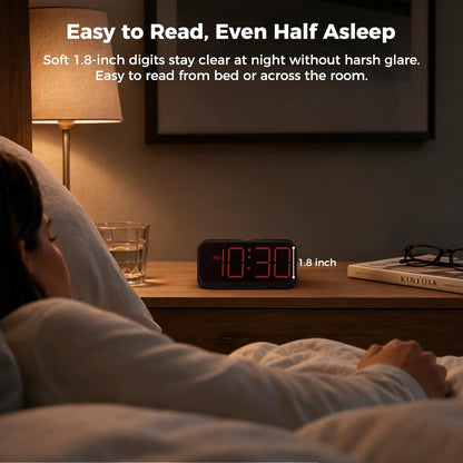 Battery Operated Alarm Clock for Bedroom Travel with Large Numbers