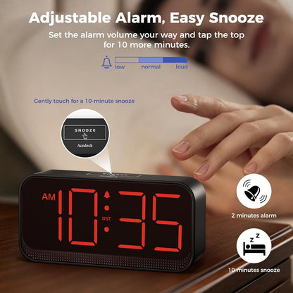 Battery Operated Alarm Clock for Bedroom Travel with Large Numbers