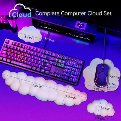 4 in 1 Ergonomic Leather Cloud Wrist Rest Keyboard and Mouse Pad & Coaster