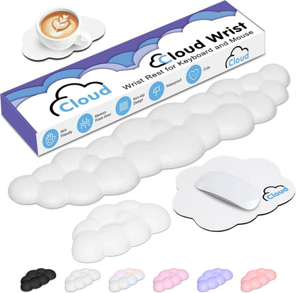 4 in 1 Ergonomic Leather Cloud Wrist Rest Keyboard and Mouse Pad & Coaster