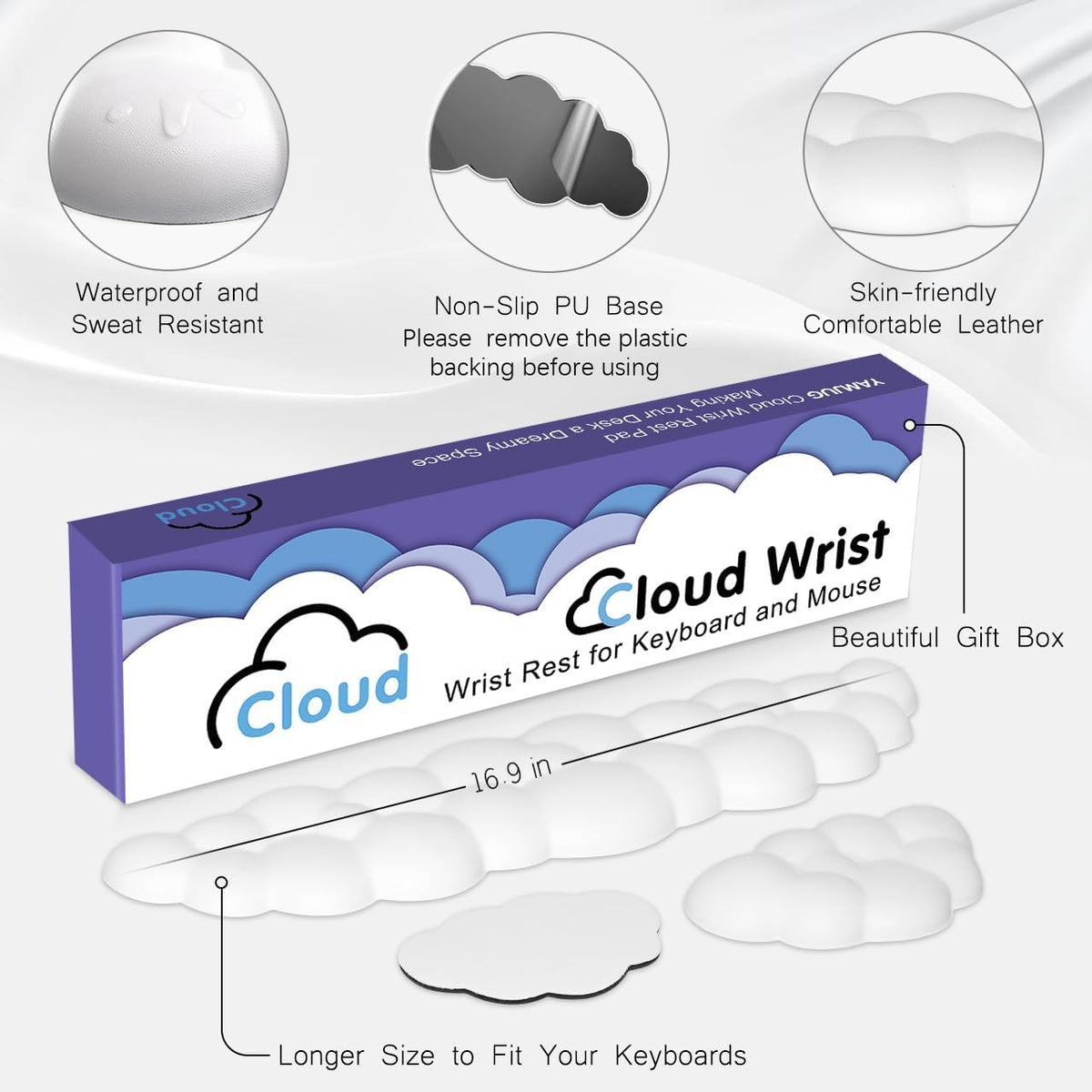 4 in 1 Ergonomic Leather Cloud Wrist Rest Keyboard and Mouse Pad & Coaster