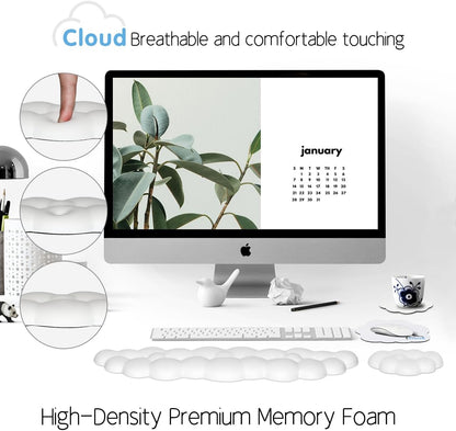 4 in 1 Ergonomic Leather Cloud Wrist Rest Keyboard and Mouse Pad & Coaster