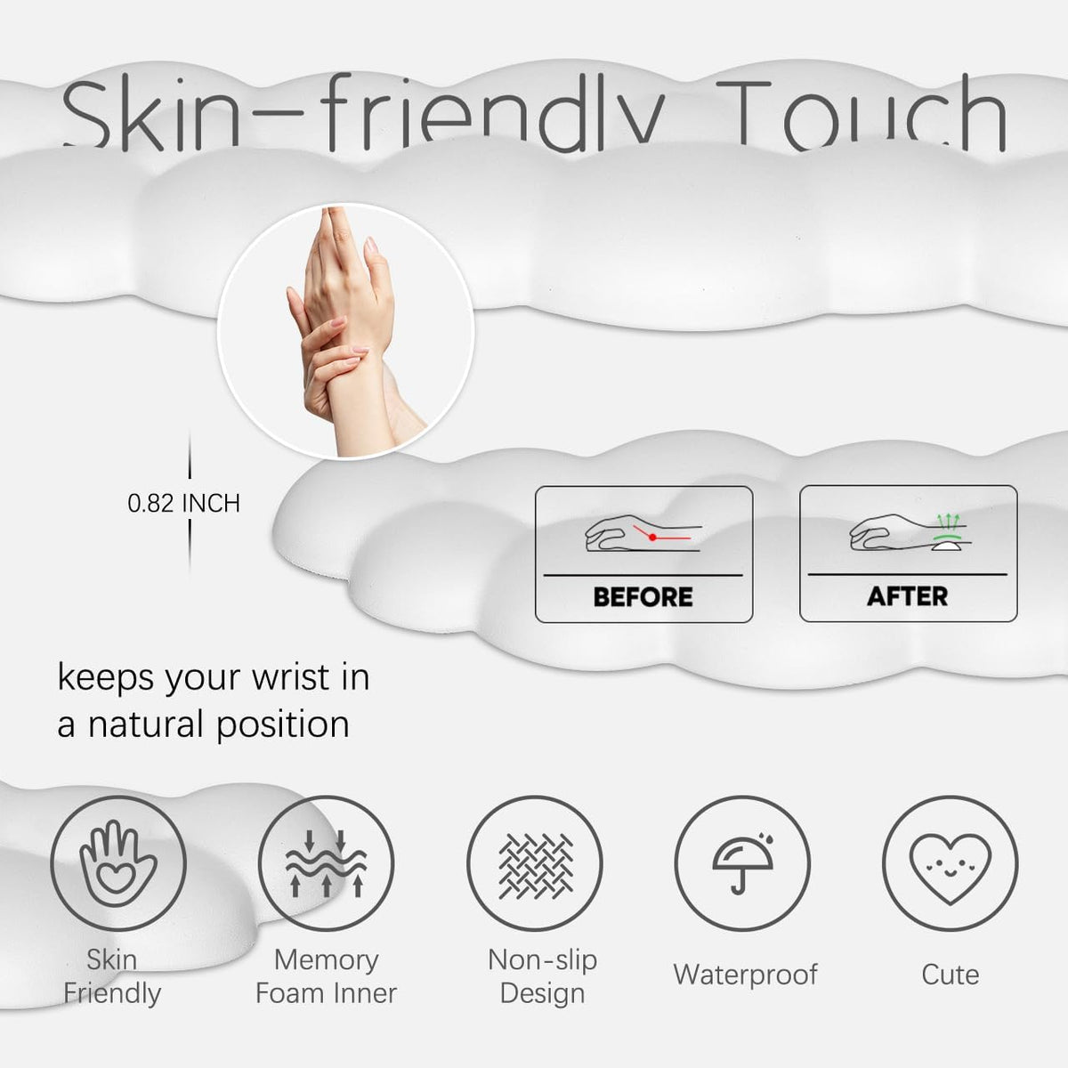 4 in 1 Ergonomic Leather Cloud Wrist Rest Keyboard and Mouse Pad & Coaster