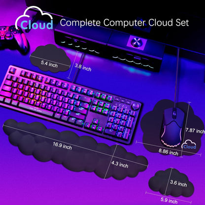 4 in 1 Ergonomic Leather Cloud Wrist Rest Keyboard and Mouse Pad & Coaster