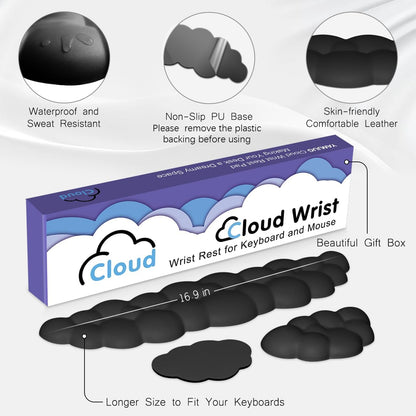 4 in 1 Ergonomic Leather Cloud Wrist Rest Keyboard and Mouse Pad & Coaster