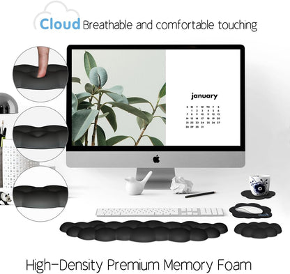 4 in 1 Ergonomic Leather Cloud Wrist Rest Keyboard and Mouse Pad & Coaster