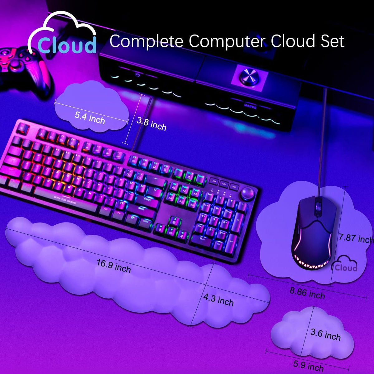 4 in 1 Ergonomic Leather Cloud Wrist Rest Keyboard and Mouse Pad & Coaster
