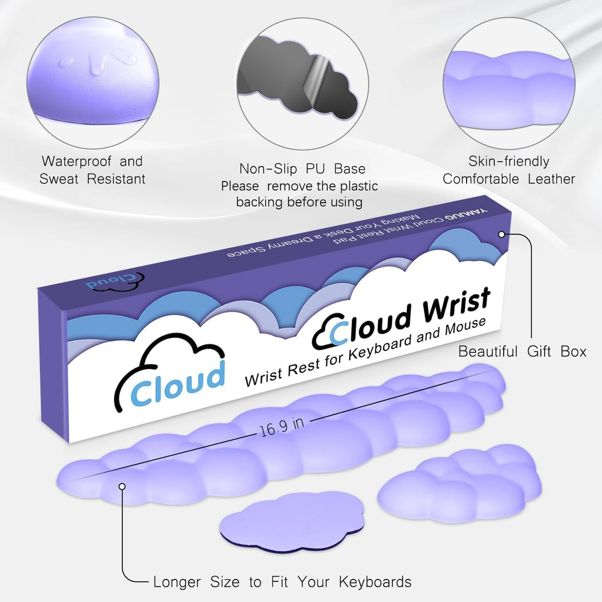 4 in 1 Ergonomic Leather Cloud Wrist Rest Keyboard and Mouse Pad & Coaster