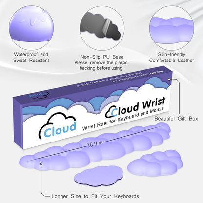 4 in 1 Ergonomic Leather Cloud Wrist Rest Keyboard and Mouse Pad & Coaster