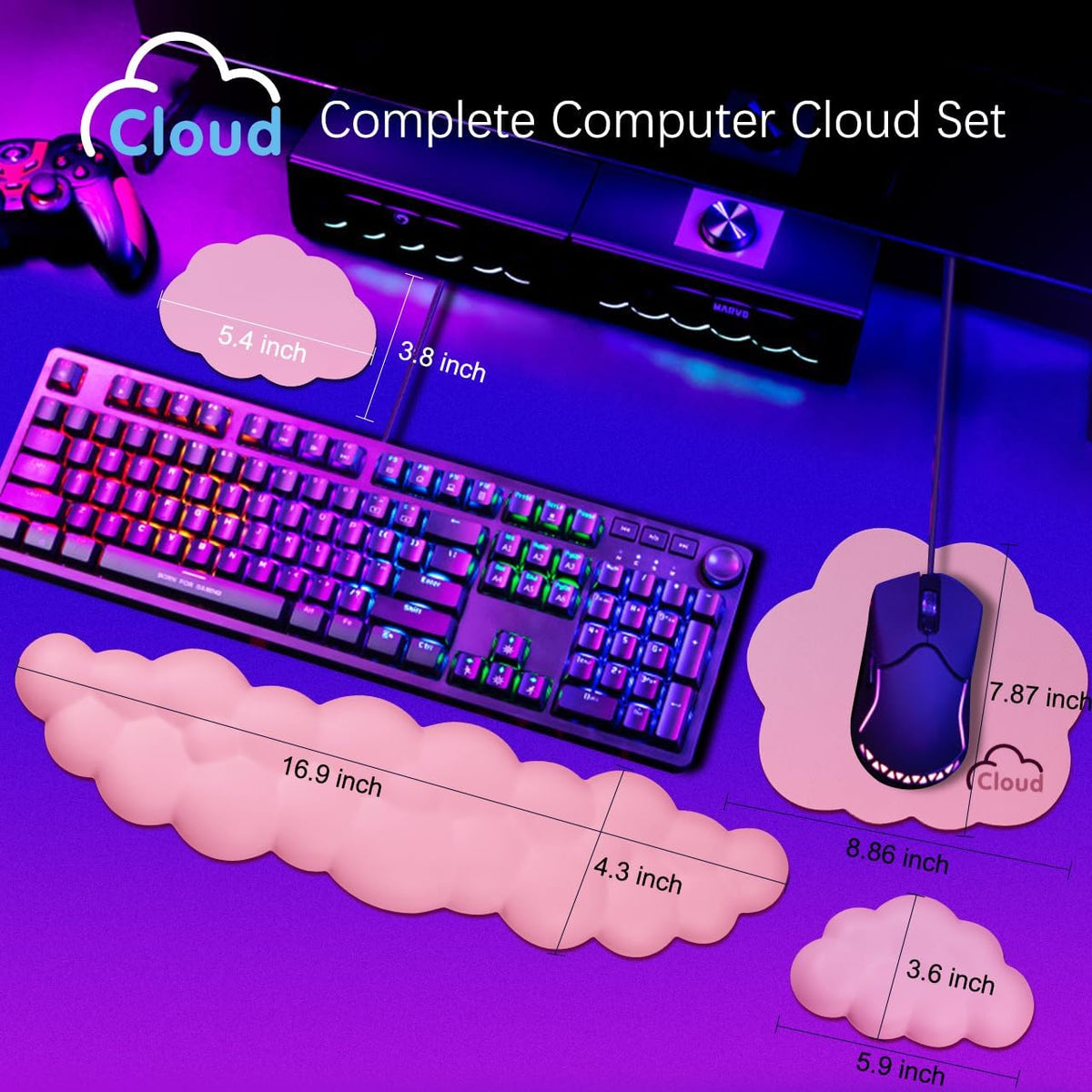 4 in 1 Ergonomic Leather Cloud Wrist Rest Keyboard and Mouse Pad & Coaster
