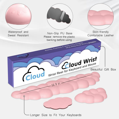 4 in 1 Ergonomic Leather Cloud Wrist Rest Keyboard and Mouse Pad & Coaster