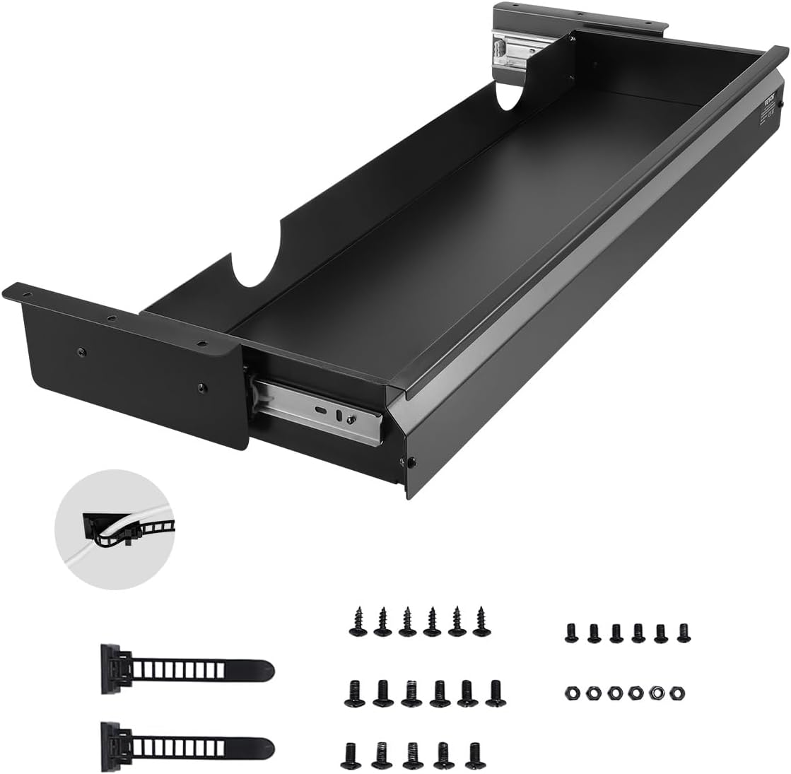 Under Desk Drawer Slide Out, 33inch Under Desk Mounted Pull-out Drawer Attachment, Hidden Under Counter Drawers for office Home Sit Stand Workstation, Black