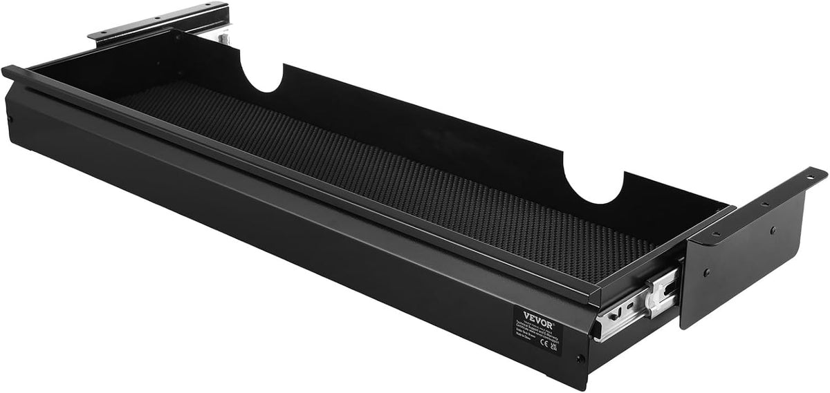 Under Desk Drawer Slide Out, 33inch Under Desk Mounted Pull-out Drawer Attachment, Hidden Under Counter Drawers for office Home Sit Stand Workstation, Black