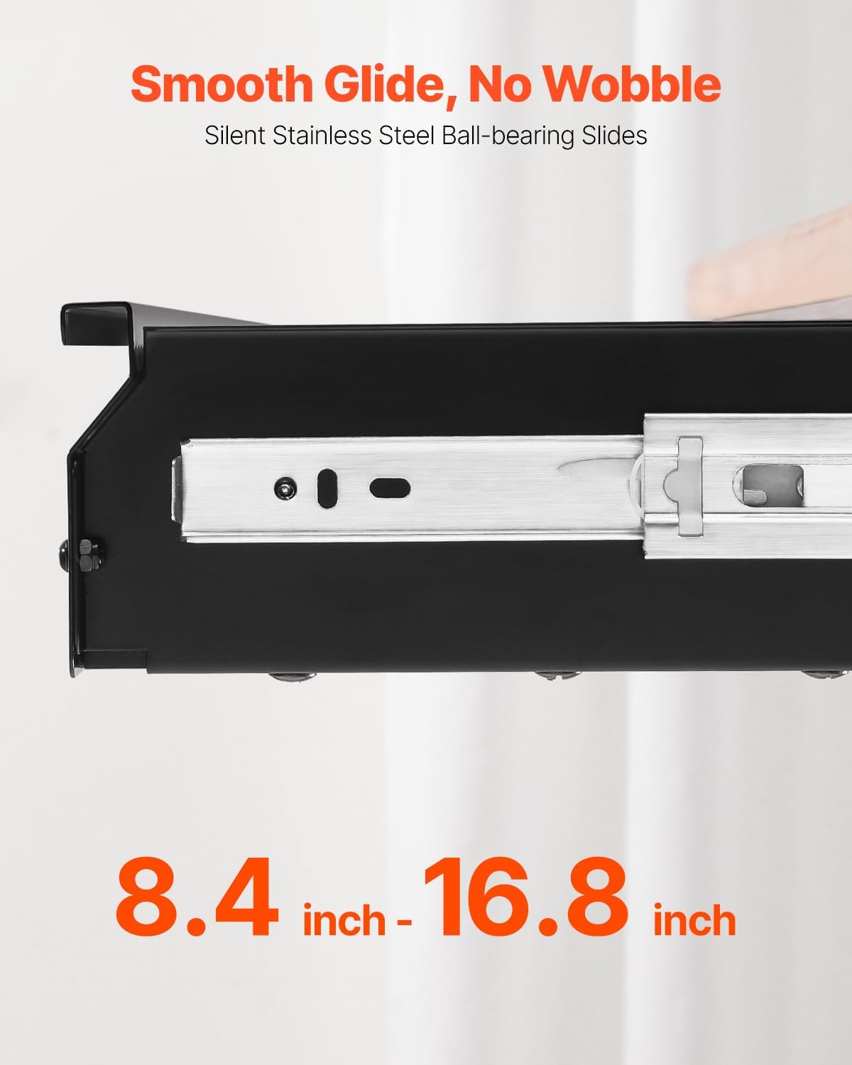 Under Desk Drawer Slide Out, 33inch Under Desk Mounted Pull-out Drawer Attachment, Hidden Under Counter Drawers for office Home Sit Stand Workstation, Black