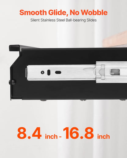 Under Desk Drawer Slide Out, 33inch Under Desk Mounted Pull-out Drawer Attachment, Hidden Under Counter Drawers for office Home Sit Stand Workstation, Black