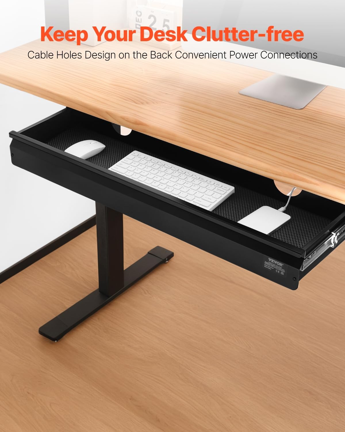 Under Desk Drawer Slide Out, 33inch Under Desk Mounted Pull-out Drawer Attachment, Hidden Under Counter Drawers for office Home Sit Stand Workstation, Black