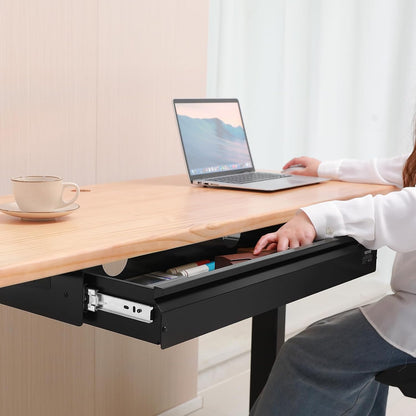 Under Desk Drawer Slide Out, 33inch Under Desk Mounted Pull-out Drawer Attachment, Hidden Under Counter Drawers for office Home Sit Stand Workstation, Black
