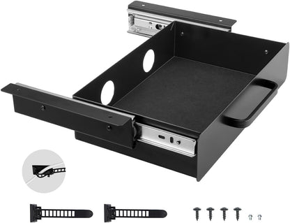 Under Desk Drawer Slide Out, 33inch Under Desk Mounted Pull-out Drawer Attachment, Hidden Under Counter Drawers for office Home Sit Stand Workstation, Black